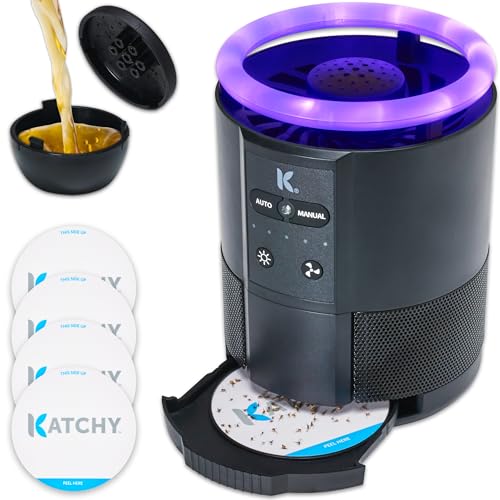 Katchy Duo – Indoor Flying Insect Trap with Scent Pod – Day & Night Effective – Mosquito, Fruit Fly, Gnat & Small Moth Catcher – Non-Zapper Trap with Blue UV Light & Fan Suction (Black) - Image 1