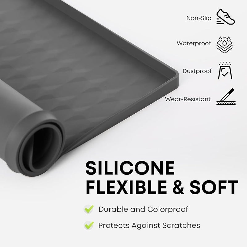 ALMEKAQUZ Washer and Dryer Covers for the Top, 25.6''x 23.6'' Silicone Dryer Top Protector Mat Non-slip Waterproof Washing Machine Cover Protector Top Load for Laundry & Kitchen (Dark Gray) - Image 3