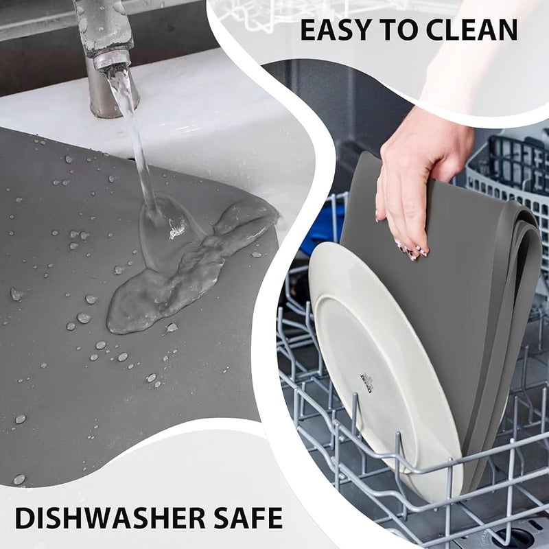 ALMEKAQUZ Washer and Dryer Covers for the Top, 25.6''x 23.6'' Silicone Dryer Top Protector Mat Non-slip Waterproof Washing Machine Cover Protector Top Load for Laundry & Kitchen (Dark Gray) - Image 4