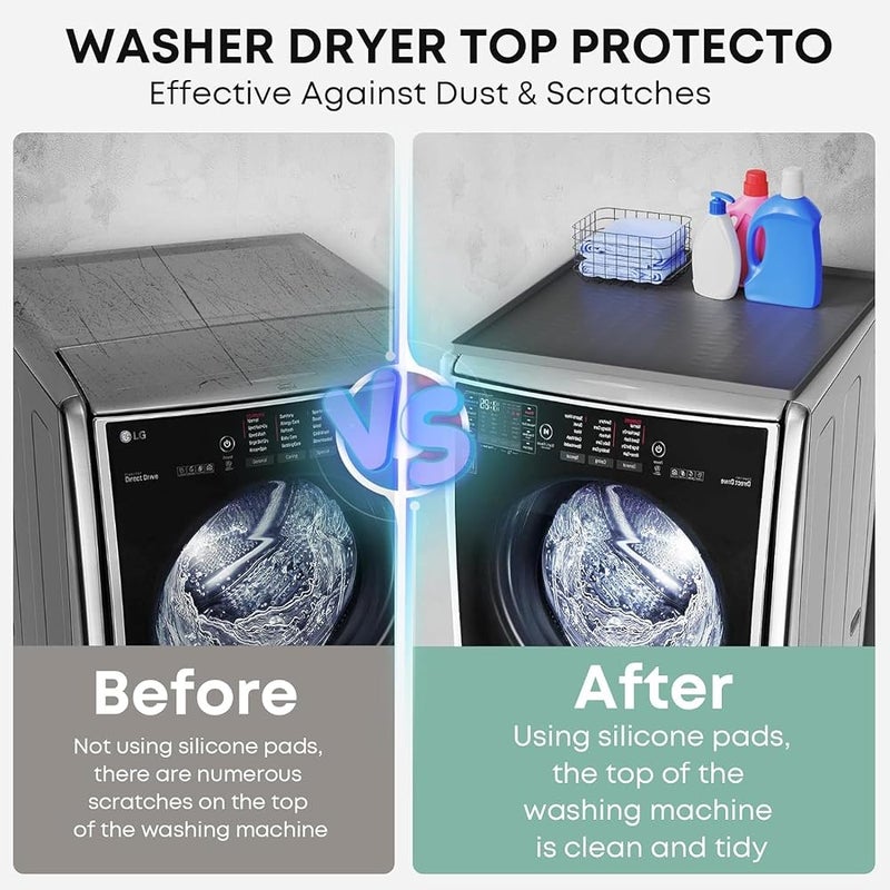 ALMEKAQUZ Washer and Dryer Covers for the Top, 25.6''x 23.6'' Silicone Dryer Top Protector Mat Non-slip Waterproof Washing Machine Cover Protector Top Load for Laundry & Kitchen (Dark Gray) - Image 5