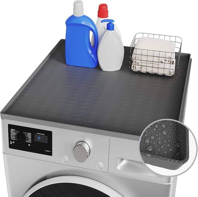 ALMEKAQUZ Washer and Dryer Covers for the Top, 25.6''x 23.6'' Silicone Dryer Top Protector Mat Non-slip Waterproof Washing Machine Cover Protector Top Load for Laundry & Kitchen (Dark Gray) - Image 1