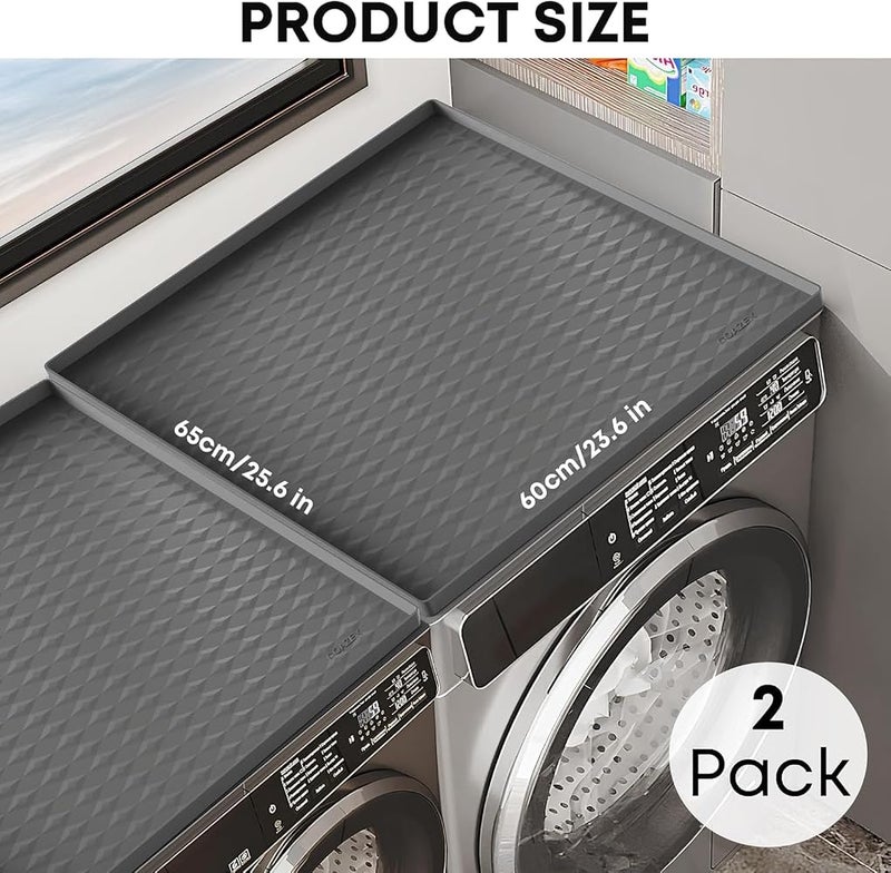ALMEKAQUZ Washer and Dryer Covers for the Top, 25.6''x 23.6'' Silicone Dryer Top Protector Mat Non-slip Waterproof Washing Machine Cover Protector Top Load for Laundry & Kitchen (Dark Gray) - Image 2