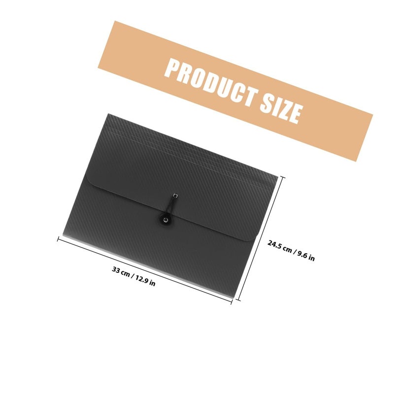 Black Expandable File Folder with Compartments for Papers Receipts Business Cards Office School Travel - Image 3
