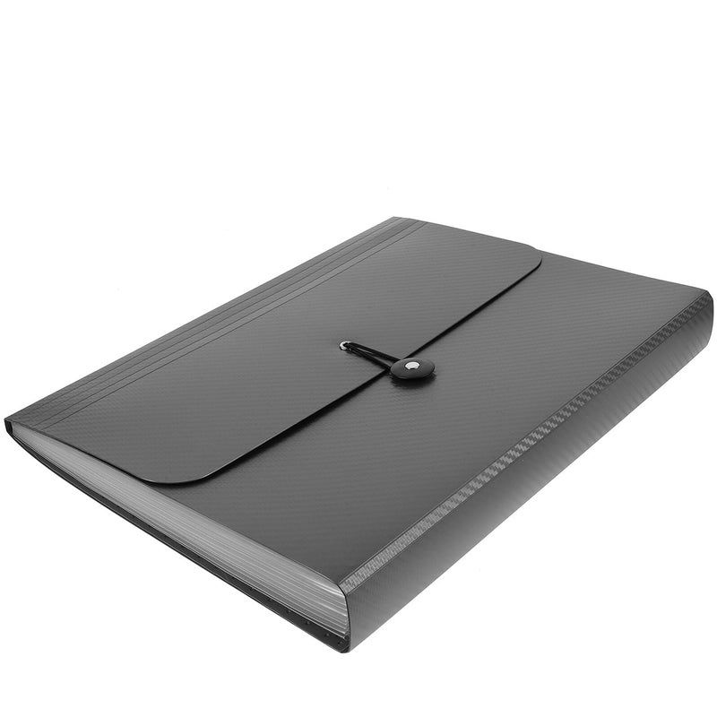 Black Expandable File Folder with Compartments for Papers Receipts Business Cards Office School Travel - Image 2