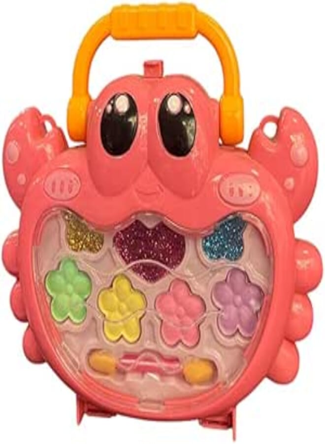 Kids makeup toys set for girls, washable pretend makeup set,Baby crab makeup handbag, real safe and non-toxic makeup toys for 3 years old (Pink) 