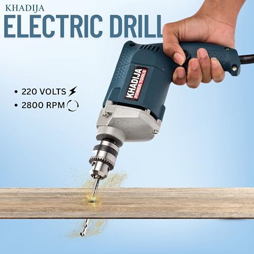 KHADIJA Drill Machine 10mm With Free 13Pcs HSS Drill Bits & 1Pc Masonary Bit Combo 6 Months Warranty (Blue) - Image 2