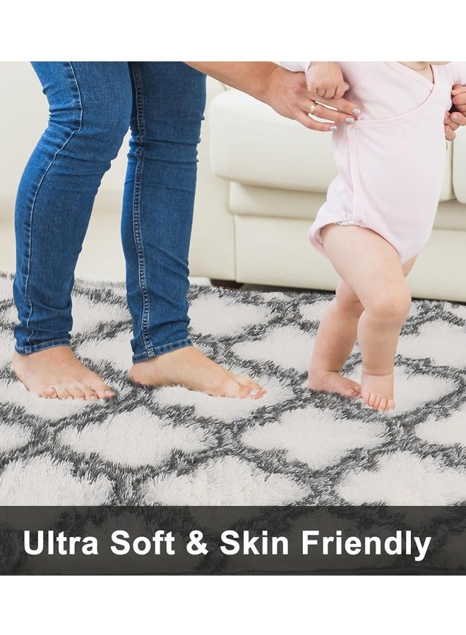 Optico Area Rugs for Living Room, High Pile Fluffy Carpet for Bedroom, Geometric Plush Fluffy Rugs, Extra Soft Carpet Moroccan Rugs for Bedroom Living Room Dorm Kids, High Pile Shaggy Floor Rug Decor Kids Room, Nursery, Home Decor - Image 5