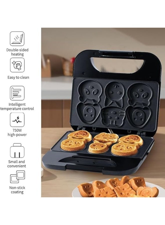 Magic Animal Waffle Maker Make 6 Different Cat Dog Shaped Pancakes Electric Non-stick Waffler - Image 5