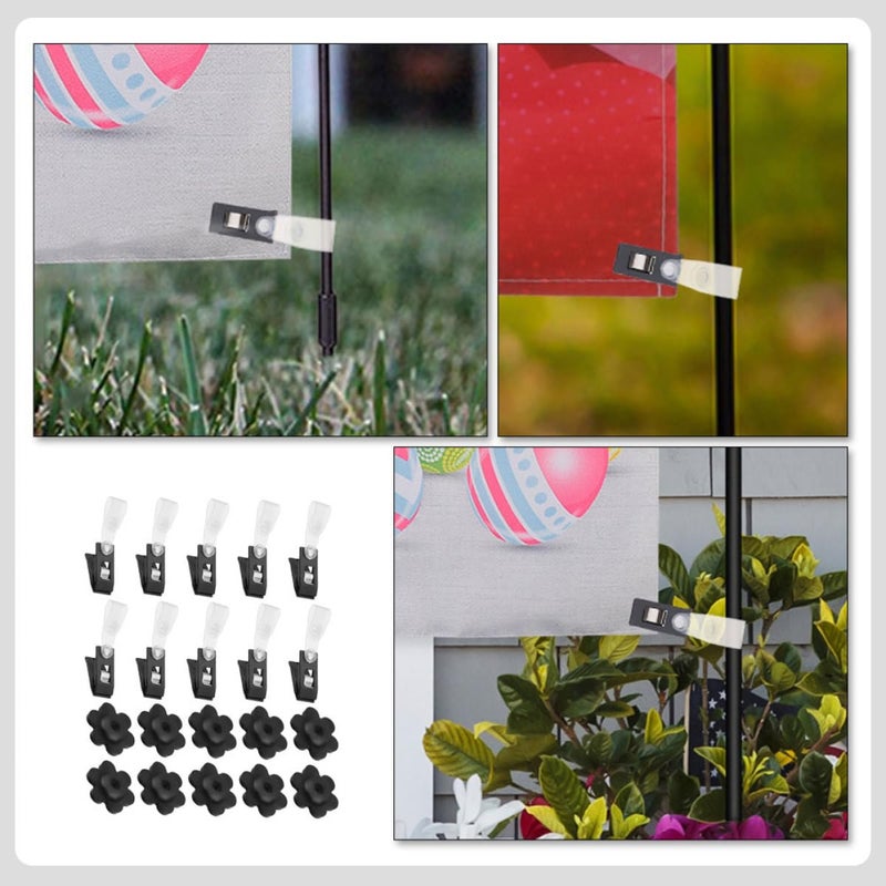 DECHOUS Garden Flag Clips and Stoppers 24pcs Set for Windproof Yard Banner Fixing - Image 4