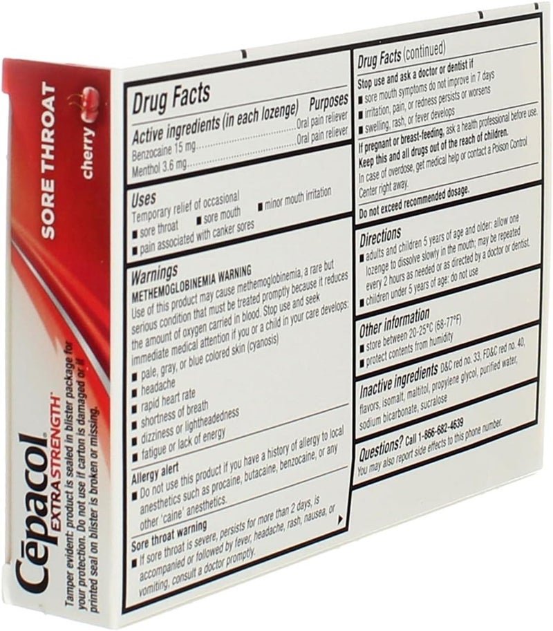 Cepacol أقراص حلوى الكرز لعلاج التهاب الحلق بتركيز قوي 16 حبة - Image 3