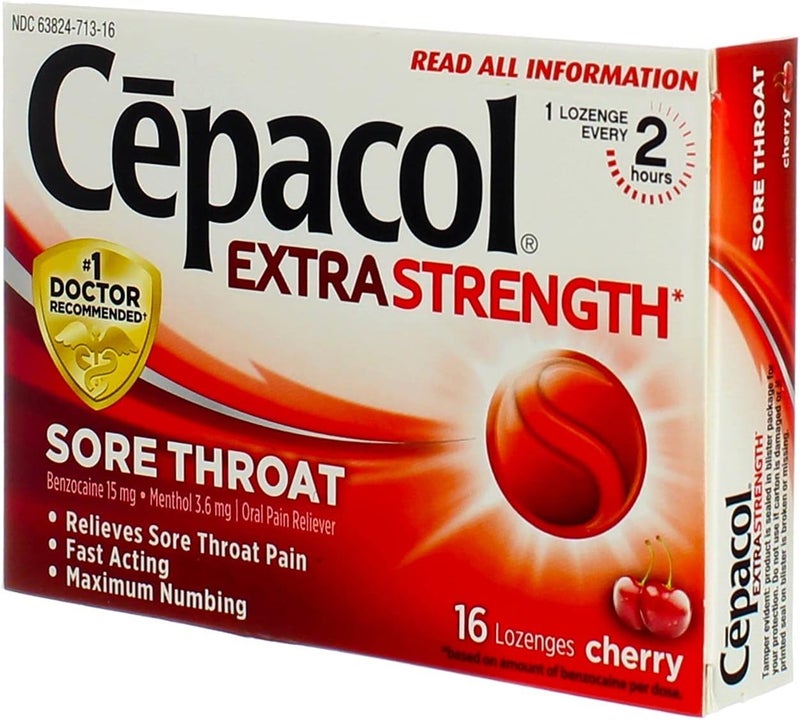 Cepacol أقراص حلوى الكرز لعلاج التهاب الحلق بتركيز قوي 16 حبة - Image 4
