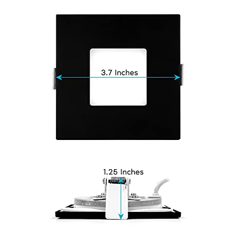LUXRITE 3 Inch Square Ultra Thin LED Recessed Light with J-Box, 8W, 5 Color Options 2700K | 3000K | 3500K | 4000K | 5000K, Dimmable Wafer Light, 540 Lumens, Black Trim, Energy Star, IC Rated - Image 5