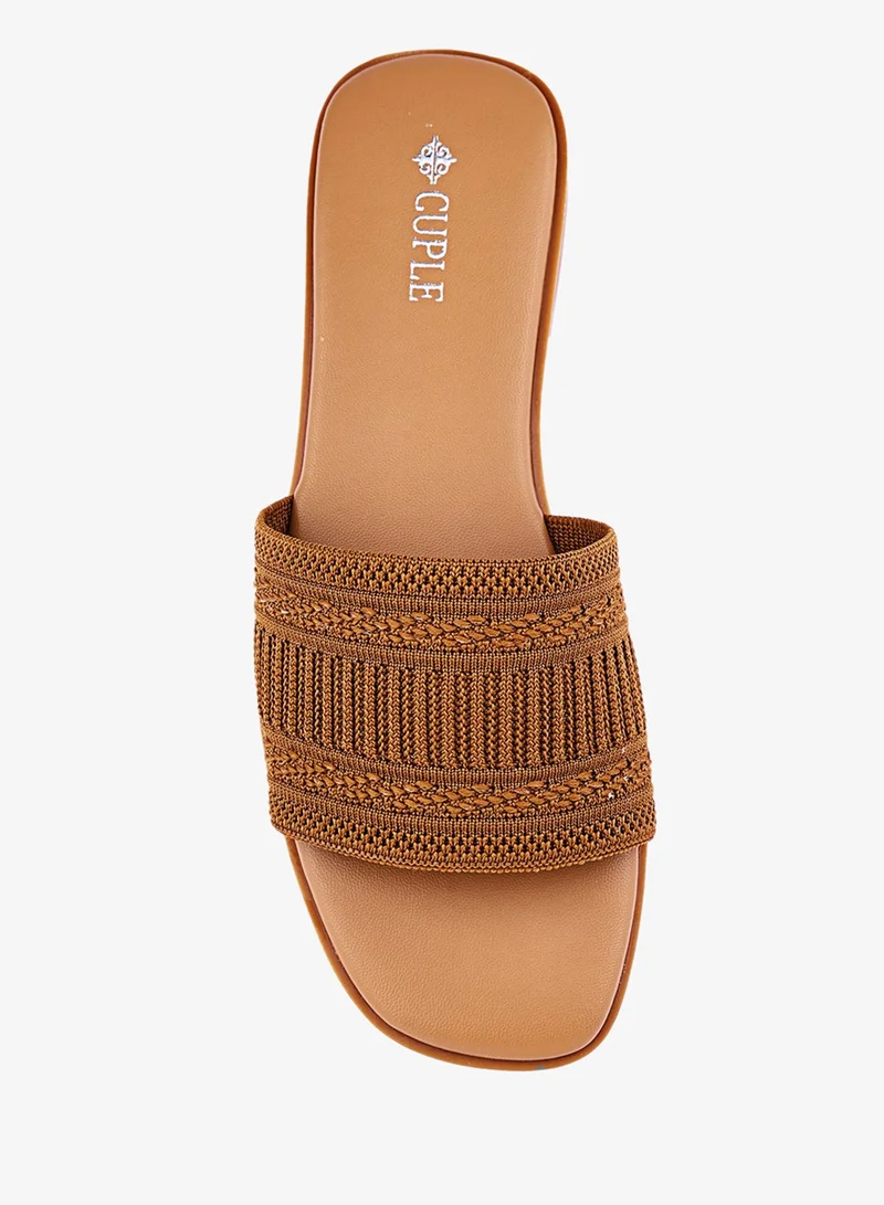 Cuple Khaki Womens blush-toned flat sandals for Women | Best Price UAE