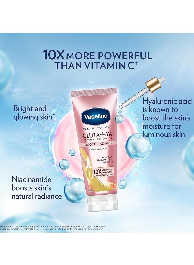 Vaseline Essential Even Tone Smooth Radiance Gluta-Hya Serum Burst Lotion 10X More Powerful than Vitamin C - 200ml - Image 2
