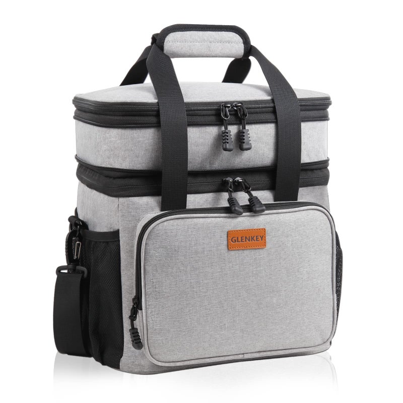 Double Deck Large Lunch Box Insulated Heavy Duty Lunch Bag Waterproof Leakproof Durable Cooler Bag for Men Women Adults Work Picnic Camping Daytrip16LGrey GLENKEY