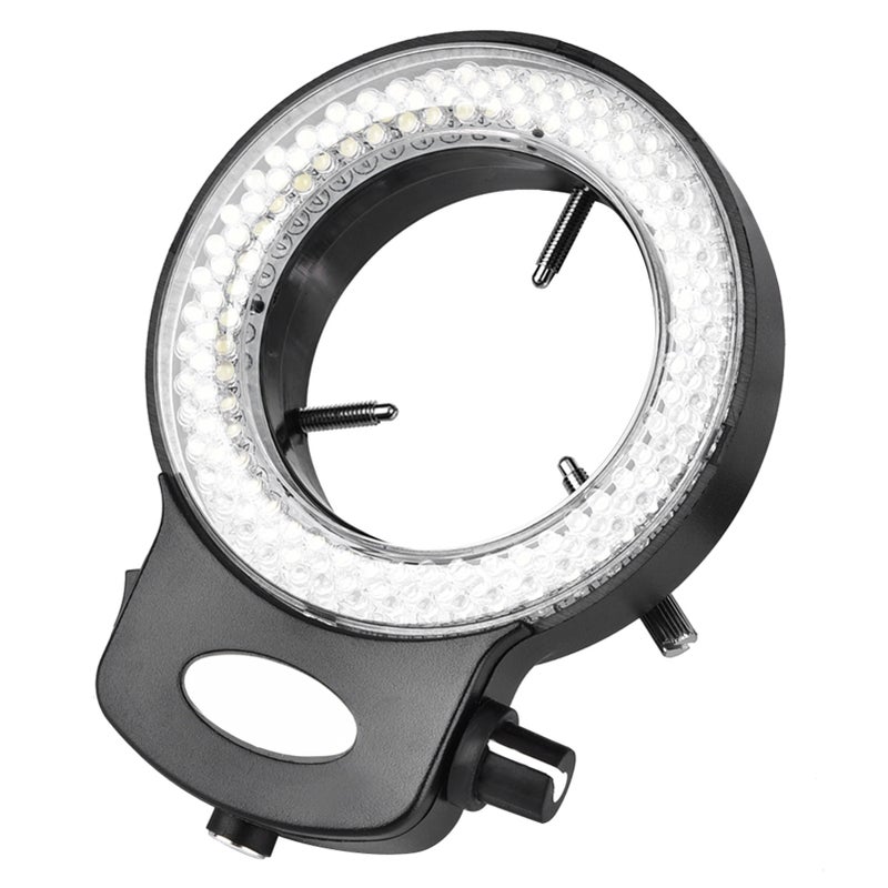 Microscope Camera 144 LED Beads Light Source Brightness Adjustable Ring Lamp   (Black) - Image 1