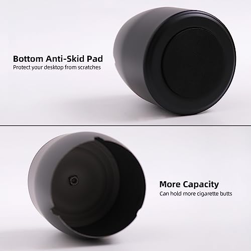 IN ONE Large Ashtray with Lid for Cigarette, Stainless Steel Smokeless Odorless Windproof Ash tray for Home Office Tabletop Outside Patio Outdoor Balcony(3.93"x3.2"x3.82") - Image 3