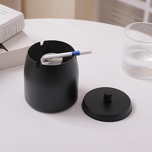 IN ONE Large Ashtray with Lid for Cigarette, Stainless Steel Smokeless Odorless Windproof Ash tray for Home Office Tabletop Outside Patio Outdoor Balcony(3.93"x3.2"x3.82") - Image 5