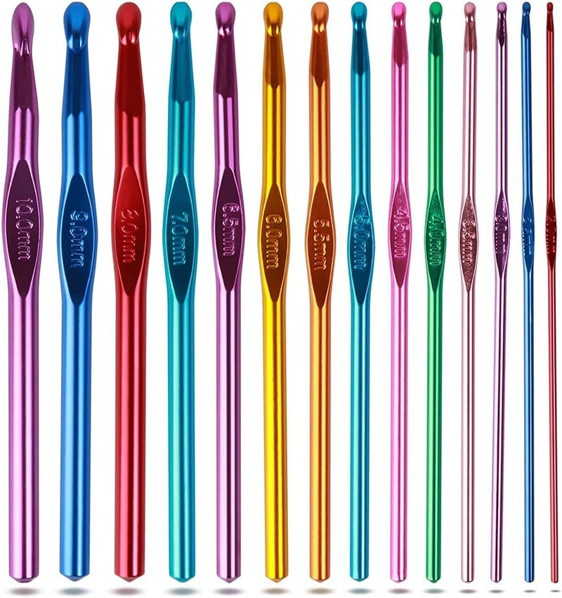 Aluminum Handle Knitting Needles Crochet Hooks Set for Arthritic Hands - 14 Pieces - Image 1