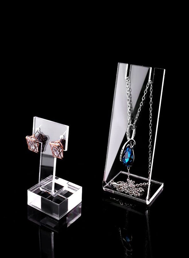GSHLLO 4 Pcs Clear Acrylic Jewelry Display Stands Single Pair Earring Holders L Shape Necklace Display Racks Small Ear Stud Organizer - Image 5
