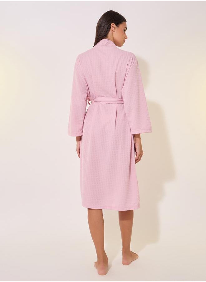 Styli Textured Long Sleeve Waist Tie-Up Robes  - Image 5