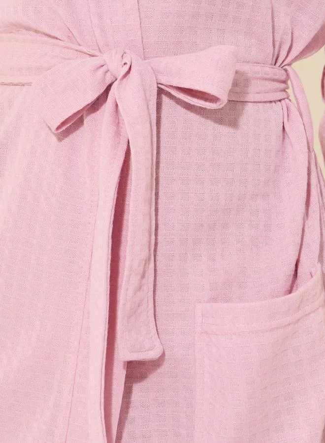 Take Two Textured Long Sleeve Waist Tie-Up Robes