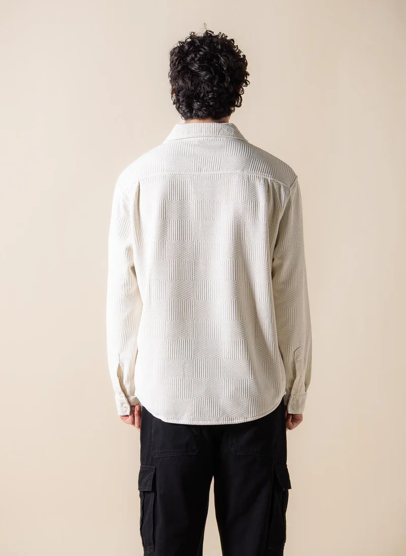 SHAPES EMBROIDERED TEXTURED SHIRT