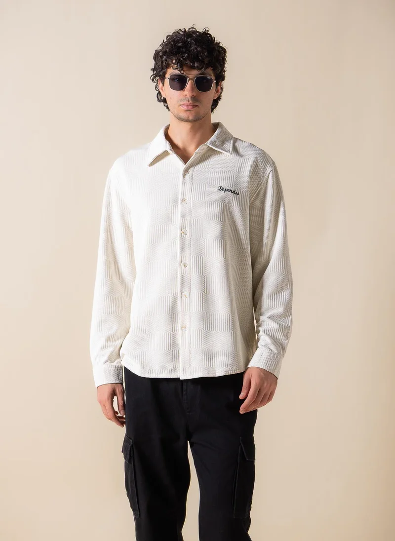 SHAPES EMBROIDERED TEXTURED SHIRT