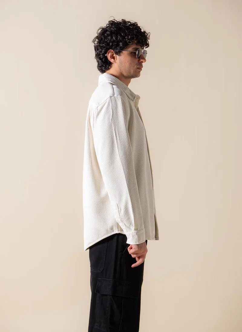 Shapes Beige EMBROIDERED TEXTURED SHIRT for Men | Best Price UAE