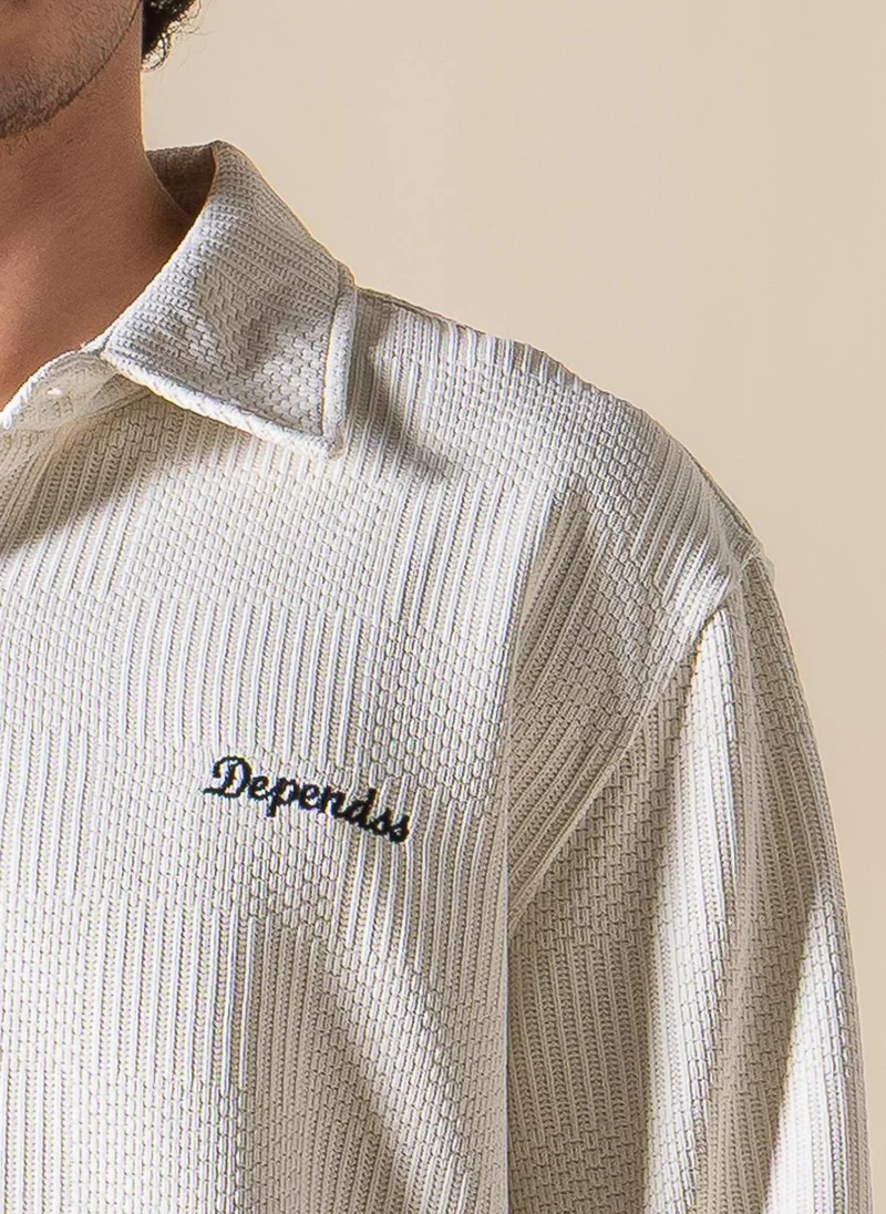 Shapes Beige EMBROIDERED TEXTURED SHIRT for Men | Best Price UAE