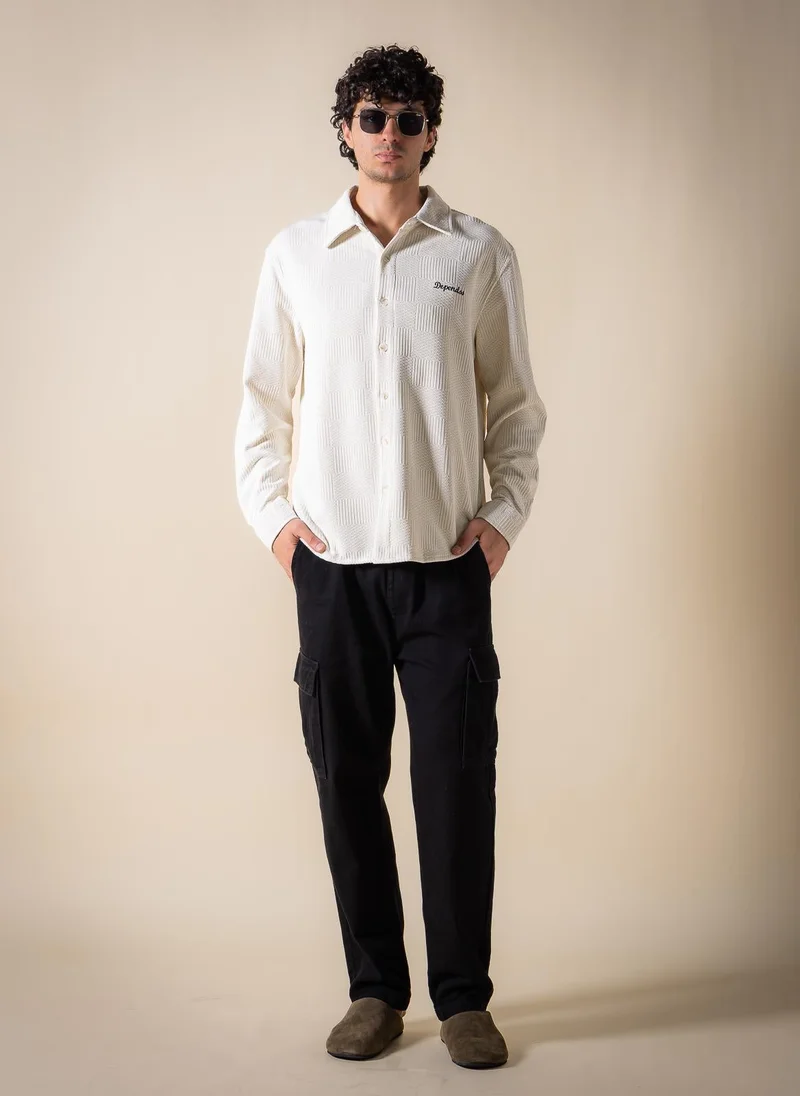 Shapes Beige EMBROIDERED TEXTURED SHIRT for Men | Best Price UAE