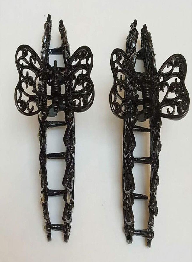 Fodattm Lady Women Black Retro Flowers Hair Claw Clip Vintage Rhinestone Alloy Large Size Hair Jaw Clips Hairpin Large Fancy Hair Barrette for Thick Hair (B#) - Image 5
