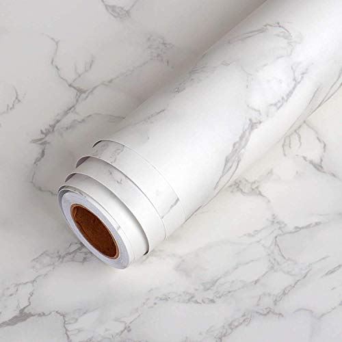 FOKRIM Marble Wallpaper 45x300cm (14 SQFT) Sticker Wallpaper, Peel and Stick, Removable, Self-Adhesive, Waterproof, Decorative Wallpaper for Home, Kitchen, Bedroom, Office (White, 60x200) - Image 1