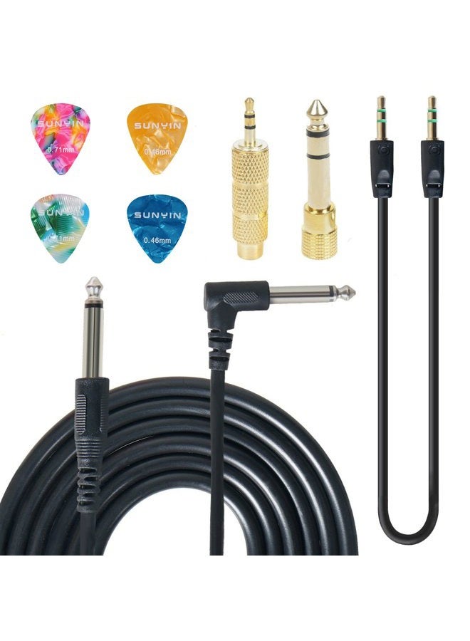 SUNYIN Guitar Amp Cord,Electric Guitar Cable 1/4 Inch Instrument Amp Cord Guitar Cord,3.5mm&6.5mm Converter Adapter,3.5mm Audio Cord,4 Picks(10ft) - Image 1