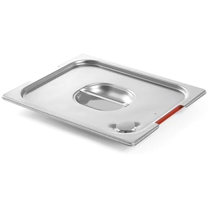 هندي Tapa Gastronorm Con Borde De Silicona Huecos Vlvula De Ventilacin Cierre Hermtico Adecuada Para Platos De Chafing Calderas Hornos Congeladores Gn12 325X265mm Acero Inoxyable - Image 1