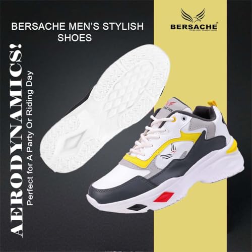 BERSACHE Premium Sports,Gym, Trending, Stylish Running Shoes For Men (Yellow),7 UK - Image 4