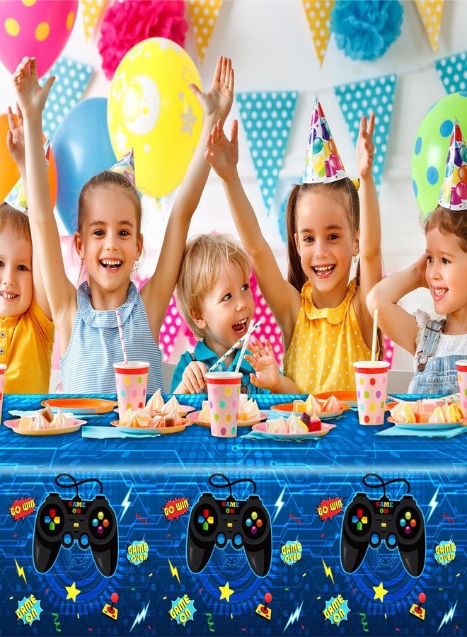 gisgfim مجموعة مفارش طاولة ألعاب الفيديو من gisgfim، 3 قطع، مفرش طاولة ألعاب، مفرش طاولة لحفلات أعياد الميلاد، مقاس 106×54 بوصة، غطاء طاولة بلاستيكي أزرق، مفرش طاولة ألعاب، لوازم حفلات أعياد الميلاد للأطفال، ديكورات وهدايا ألعاب. - Image 4