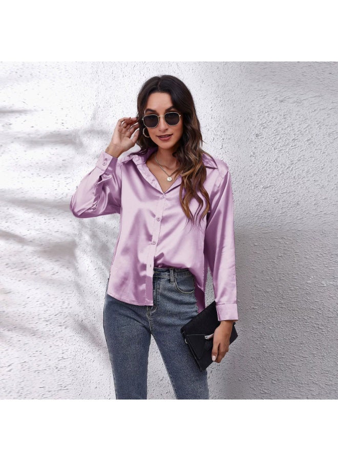 general Women's satin imitation silk long-sleeved blouse - Image 1