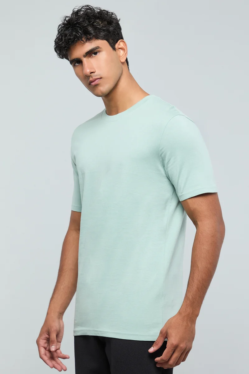 R&B Solid T-Shirt with Crew Neck and Short Sleeves