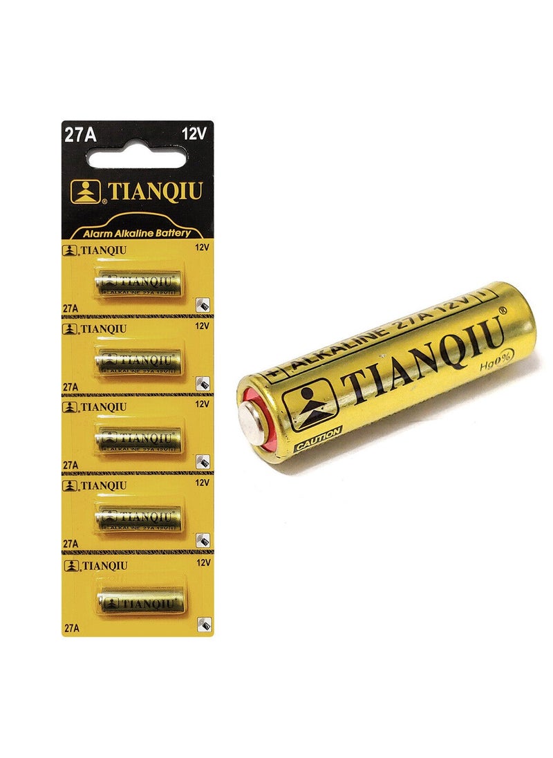 TIANQIU 5-Pieces Tianqiu 27A Alarm Alkaline 12V Batteries  - Image 1
