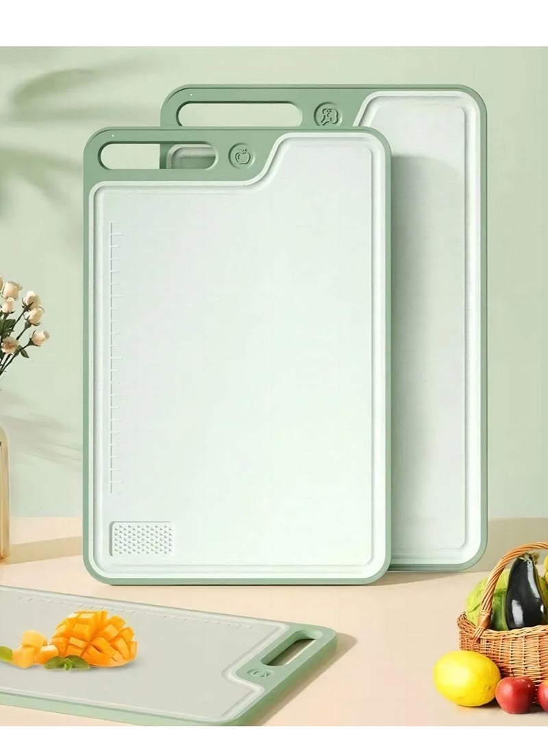 Suntown Plastic Cutting Boards for Kitchen, Large Cutting Board, Plastic Cutting Board Set of 2, Non-Slip Cutting Board with Dandle and Juice Groovenon, Dishwasher Safe Cutting Boards (Green) - Image 2