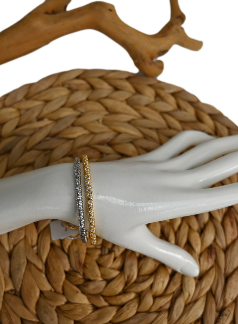 أساور مطلية بالذهب والفضة والزركونيا وخواتم متنوعة - Image 3