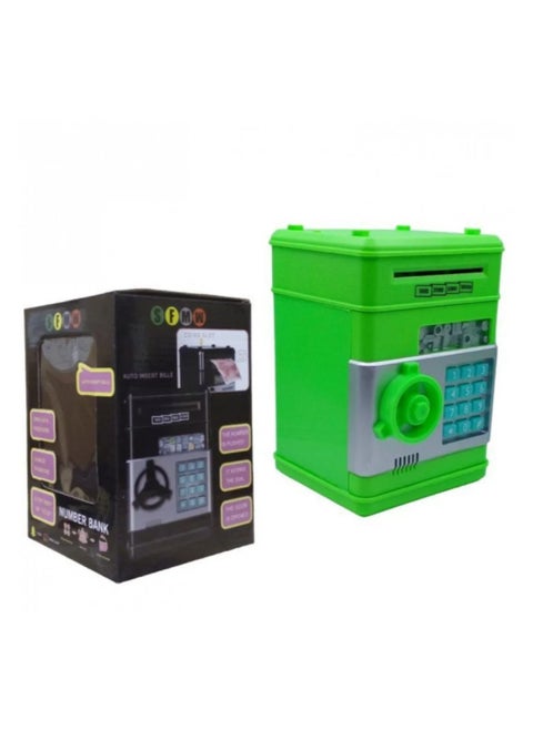 Electronic Money Box With a Secret Number and Sound Effects Light Green Color