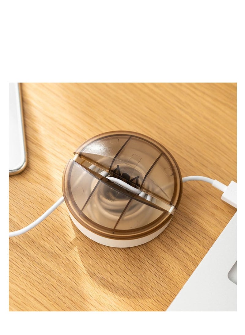 Cable Management Box, 2Pcs Portable Wire Organizer Box with Translucence Cover for Wrapping Earbuds Phone Mouse Cords,Plastic Cable Winder Retractable Cable Holder for USB Charging Cable Earphone Wire