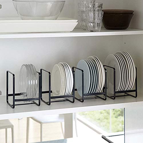 MINGFANITY 2PCS Plate Holders Organizer , Metal Dish Storage Dying Display Rack for Cabinet, Counter and Cupboard - Black， Small - Image 3