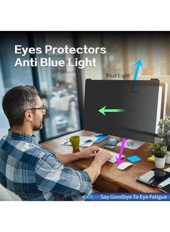 YOUWE7 Computer Privacy Screen Filter 27 Inch, 9H Hardness Hanging Computer Screen Privacy Shield Compatible with 16:9 Widescreen Monitor, Eye Protection and Blue Light Blocks - Image 4