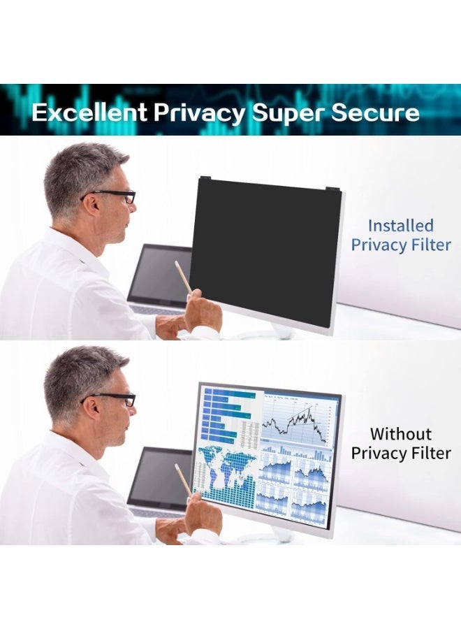 YOUWE7 Computer Privacy Screen Filter 27 Inch, 9H Hardness Hanging Computer Screen Privacy Shield Compatible with 16:9 Widescreen Monitor, Eye Protection and Blue Light Blocks - Image 3