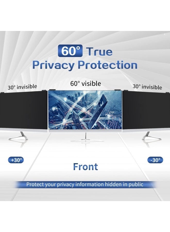 YOUWE7 Computer Privacy Screen Filter 27 Inch, 9H Hardness Hanging Computer Screen Privacy Shield Compatible with 16:9 Widescreen Monitor, Eye Protection and Blue Light Blocks - Image 2