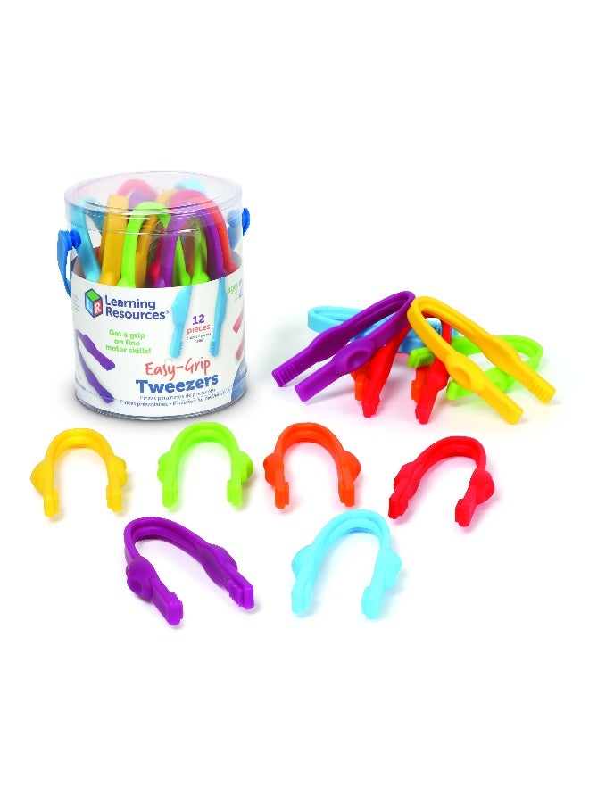 Learning Resources Easy-Grip Tweezers (Set Of 12, 15Cm, Multi-Color, Ages 3+) - Image 1