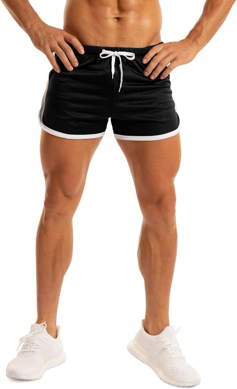 Ouber Men's Fitted Bodybuilding Workout Gym Running Shorts - A-black, Large - Image 1